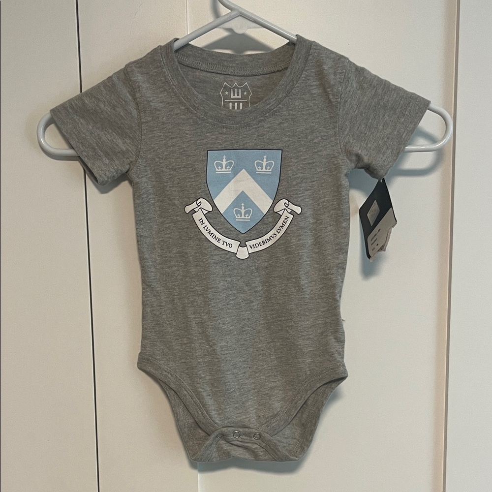 NWT Columbia University Baby Onesie with Crest Design. Size 3-6 Mons